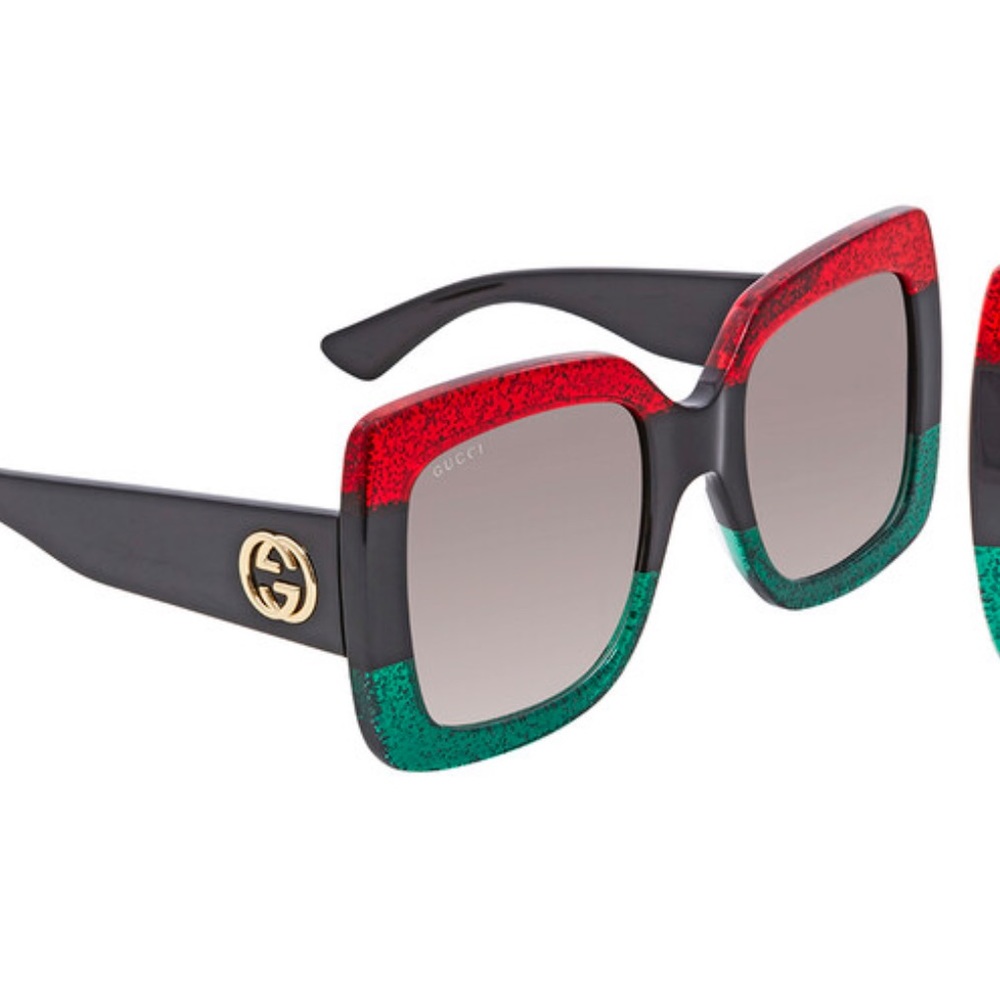 Gucci GG083S 001 Oversized Glitter Sunglasses NWT